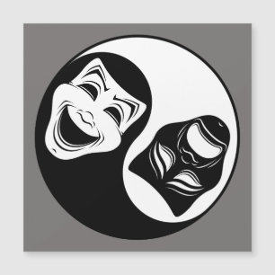Carte Magnétique Théâtre Yin Yang Design - Masques de comédie et de