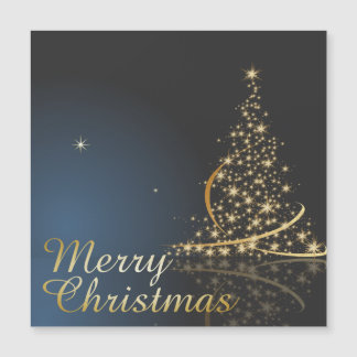 Carte Magnétique Thème de Noël bleu avec arbre de Noël doré