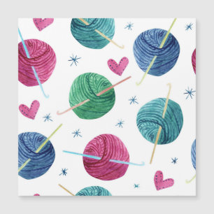 Carte Magnétique thème de tricot, aquarelle motif sans couture.