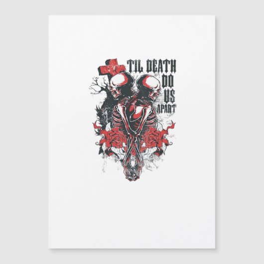 Carte Magnétique Till Death Do Us Part - Minimalist Skeleton Art Fo (Devant)