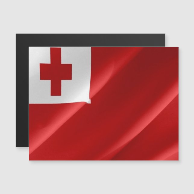 Carte Magnétique Tonga - Drapeau d'agitation - (Devant / Derrière)