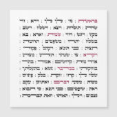 Carte Magnétique Torah Parshiot Parshas Lectures hebdomadaires en h (Devant)
