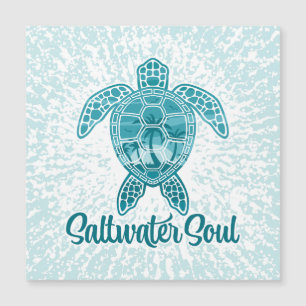 Carte Magnétique Tortue de mer tropicale Soul d'eau salée avec palm