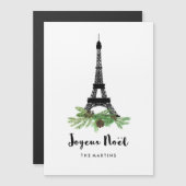 Carte Magnétique Tour Eiffel et pin Joyeux moderne Noel (Devant / Derrière)