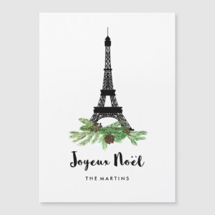 Carte Magnétique Tour Eiffel et pin Joyeux moderne Noel