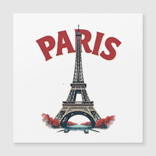 Carte Magnétique Tour Eiffel, Paris, retro