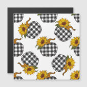 Carte Magnétique Tournesols, citrouille à carreaux, décoration de f (Devant / Derrière)