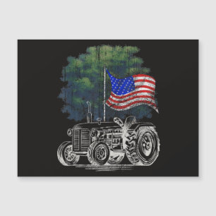 Carte Magnétique Tracteur agricole vintage Drapeau américain Patrio