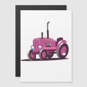 Carte Magnétique Tracteur rose mignon (Devant / Derrière)