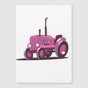 Carte Magnétique Tracteur rose mignon