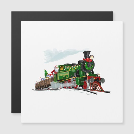 Carte Magnétique Train de Noël (Devant / Derrière)