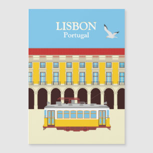 Carte Magnétique Tramway jaune de Lisbonne style vintage