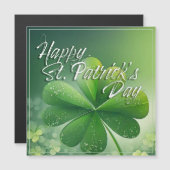 Carte Magnétique Trèfles verts Joyeuse Saint-Patrick (7) c (Devant / Derrière)