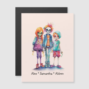Carte Magnétique Trio de zombies pastel adorables - Halloween migno