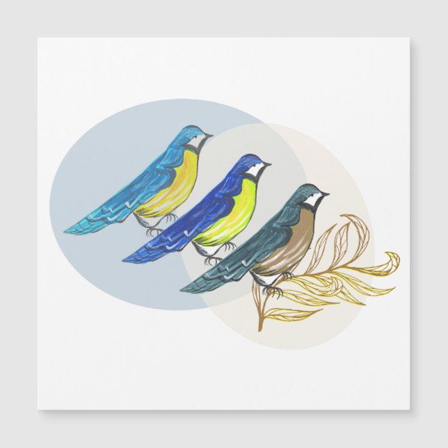 Carte Magnétique Trois oiseaux (Devant)
