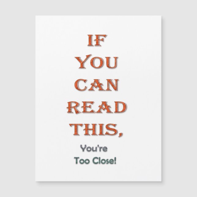 Carte Magnétique Trop étroitement (Devant)