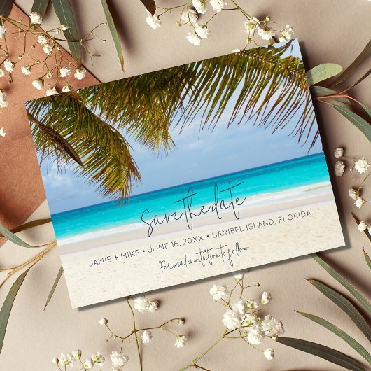 Carte Magnétique Tropical Beach Destination Wedding Enregistrer la 