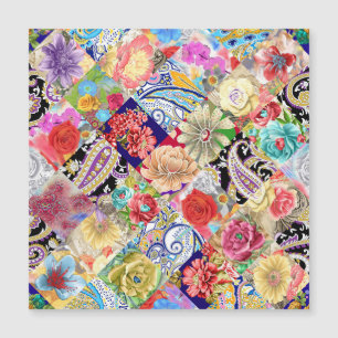 Carte Magnétique Tropical motif floral, couleurs vives.