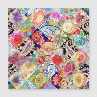 Carte Magnétique Tropical motif floral, couleurs vives.