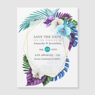 Carte Magnétique Tropical Orchids Beach Wedding Enregistrer la date