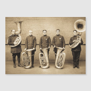 Carte Magnétique Tuba Cops Vintage Police Brass Band (Sépia)