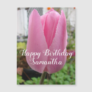 Carte Magnétique Tulipe rose Fleur Florale Tulipes d'anniversaire M