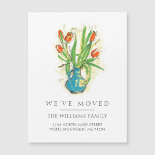 Carte Magnétique Tulipes rouges modernes Vase bleu Floral Moteur ma