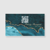 Carte Magnétique Turquoise - Agate sarcelle et or Code QR (Devant)