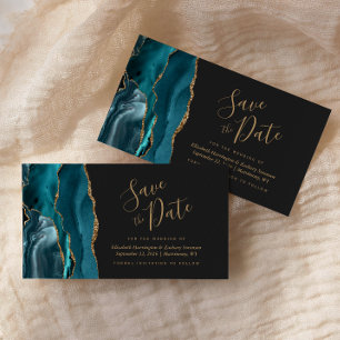 Carte Magnétique Turquoise Bleu Or Agate noir Magnétique Enregistre