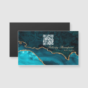 Carte Magnétique Turquoise - Turquoise et Gold Agate QR Code