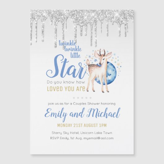 Carte Magnétique TWINKLE Star DriParties scintillant Bois Cerf COUP (Devant)