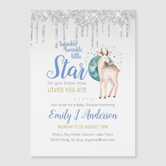 Carte Magnétique TWINKLE Star Parties scintillant à goutte Bois Cer (Devant)