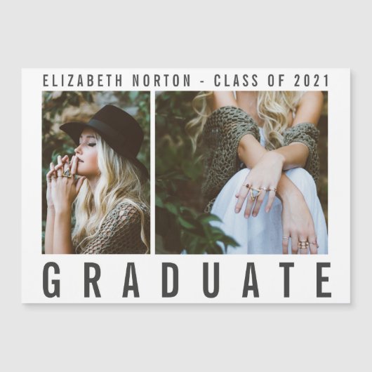Carte Magnétique TYPE GRADUATE moderne multi photo design (Devant)