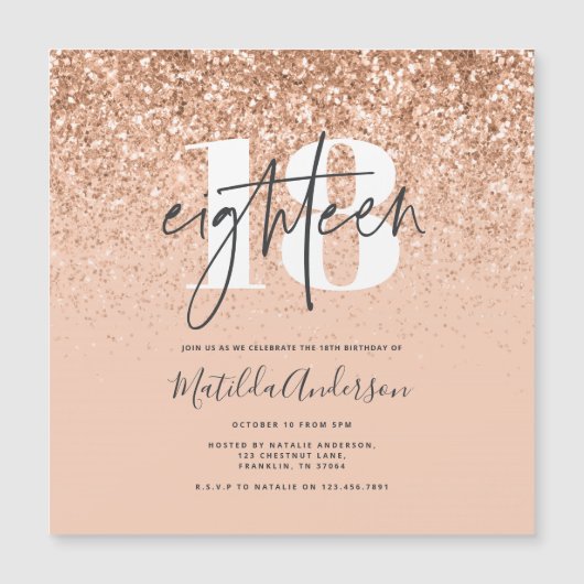 Carte Magnétique Typographie de parties scintillant de pêche modern (Devant)