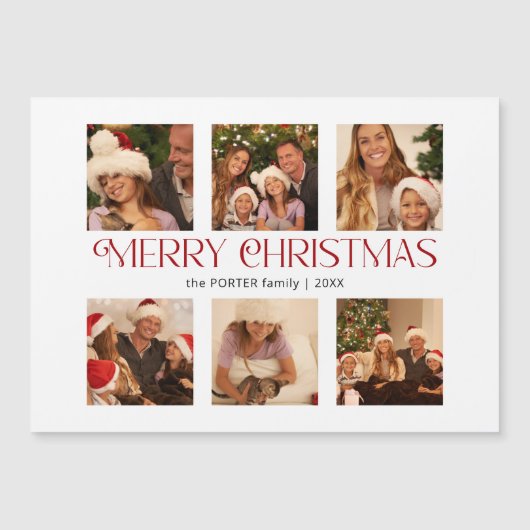 Carte Magnétique Typographie moderne Joyeux Noël Multi-Photo (Devant)
