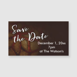 Carte Magnétique Typographie "Save the Date" avec Red & Gold Photo