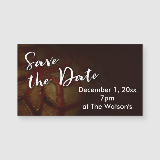 Carte Magnétique Typographie "Save the Date" avec Red & Gold Photo (Devant)