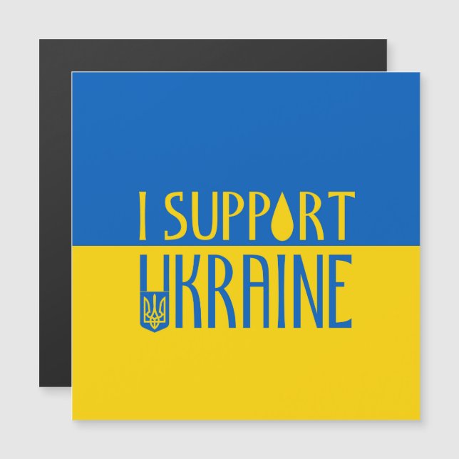 Carte Magnétique Ukraine drapeau bleu jaune soutien emblème goutte  (Devant / Derrière)