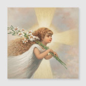 Carte Magnétique Un ange dans le ciel tenant des lys Noël (Devant)