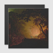 Carte Magnétique Un chalet en feu la nuit Joseph Wright de Derby (Devant / Derrière)