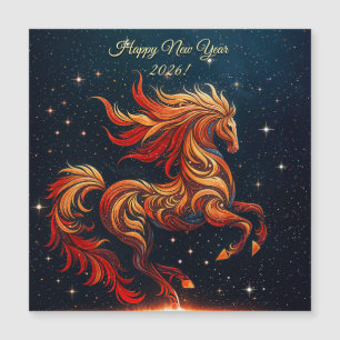 Carte Magnétique un cheval fougueux contre un ciel étoilé