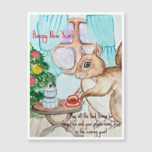 Carte Magnétique Un dessin cosy d'un mignon écureuil