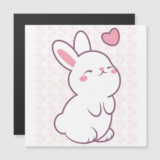 Carte Magnétique Un Petit Lapin Faits de Sentiments (Devant / Derrière)