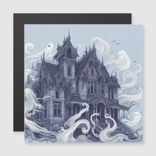 Carte Magnétique Une belle conception d'un manoir hanté (Devant / Derrière)