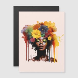 Carte Magnétique Une femme afro-américaine avec les cheveux d'afro-
