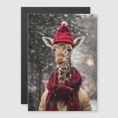 Carte Magnétique Une girafe de Noël (Devant / Derrière)