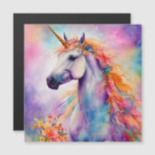 Carte Magnétique Unicorne couleur Pastel (Devant / Derrière)