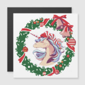 Carte Magnétique Unicorne magique de Noël (Devant / Derrière)