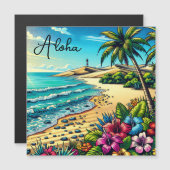 Carte Magnétique Vacances Aloha Océan Tropical (Devant / Derrière)
