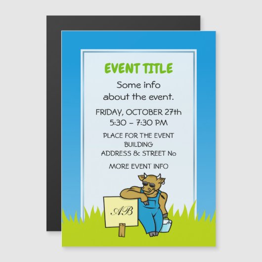 Carte Magnétique Vache avec signe (Devant / Derrière)